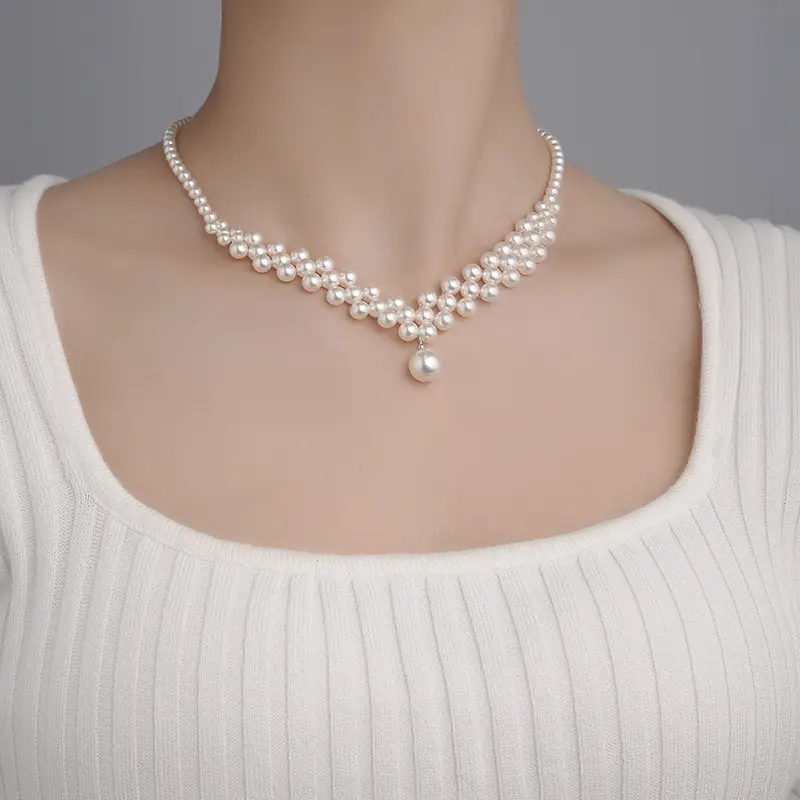 Elegant Sexy Women's Pearl Body Chain Fashion Necklaces Tops Chain Wedding Dress Pearls Body Jewelry
