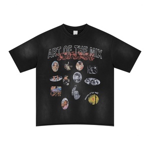 Camiseta de hombre con hombros caídos, estampado DTG, collage gráfico, efecto desgastado vintage, 300 g/m², venta al por mayor, ropa streetwear - Product Image 3