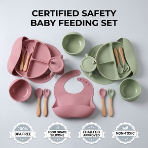 Suministros Biodegradables de Silicona, Babero, Cuchara, Tazón, Accesorios para la Alimentación de Bebés, Juego de Vajilla para la Mesa de Comedor - Product Image 3