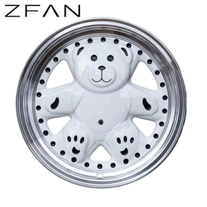 Nouvelles jantes de voiture en alliage d'aluminium moulé, design concave blanc, 15 pouces, <span class=keywords><strong>100</strong></span> PCD, motif ours en peluche mignon, jantes de luxe personnalisées - Product Image 1