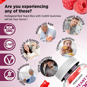 Gomitas para la Salud del Corazón <span class=keywords><strong>de</strong></span> Marca Privada OEM <span class=keywords><strong>con</strong></span> Bajo MOQ, <span class=keywords><strong>con</strong></span> <span class=keywords><strong>Arroz</strong></span> <span class=keywords><strong>de</strong></span> <span class=keywords><strong>Levadura</strong></span> Roja y Coenzima <span class=keywords><strong>Q10</strong></span>, Suplemento Dietético - Product Image 4