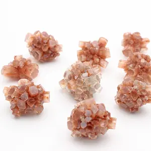 高品质天然水晶橙色文石簇原石矿物标本装饰用