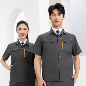 TN6263 Custom Logo Short <strong>Sleeve</strong> Workwear Set Men Industrial Work Uniform Heavy Duty Work Clothes for Auto Repair Mechanic - Product Image 2