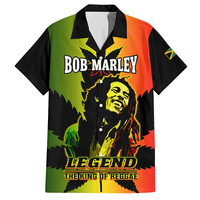T-shirts personnalisés, musique rock amusante, chemise hawaïenne à boutons grande taille pour hommes, chemise Marley Bob Hip Hop