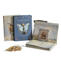 Set de cahiers de notes A5 en cuir PU pour fille, boîte cadeau de reliure à couverture rigide