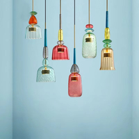 Couleur nordique Bonbons Pendentif Lumières moderne Salon Chambre enfants Chambre Simple Tête Lampes Suspendues En Verre Décor À La Maison Accessoires