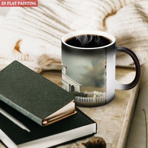 Mug à presser à chaud 11oz en céramique noire givrée, tasse changeante de couleur pour cadeaux DIY - Product Image 3