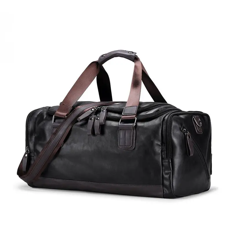 High Quality Vintage PU Overnight Bag Weekend Gym Sport Bag Duffel Waterproof Big Leather Travel Bag For Men