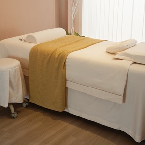 White Emboridery logo Massage Table Skirt Solid Color Set Massage Table <strong>Sheet</strong> Sets <strong>Bed</strong> <strong>Valance</strong> <strong>Sheet</strong> Table Skirt - Product Image 5
