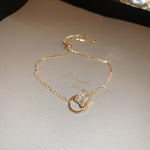 Real Gold Electroplated Zircon Four-Leaf Grass Bracelet <strong>Korean</strong> Style High-End Luxury Ins Fashion Chain Link <strong>Charm</strong> Bracelets - Product Image 4