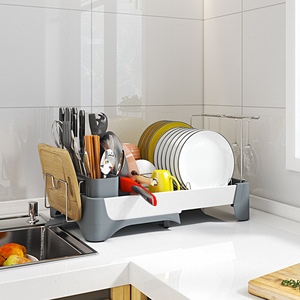 ZXNEWアルミニウム2層調節可能なキッチンツールプレート皿水切りラック家庭用多機能ヒューム乾燥収納ラック - Product Image 2