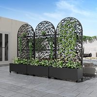 Bac à légumes surélevé en métal avec treillis et roues, 72"x35"x16", jardinière arquée pour plantes grimpantes, légumes et vigne