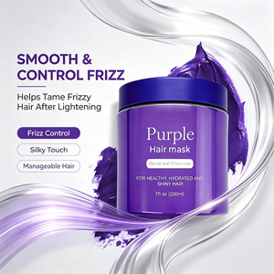 Masque capillaire violet 200ml, masque tonifiant anti-jaunissement pour cheveux blonds argentés, hydratant, réparateur, pour cheveux décolorés et abîmés, fixation de la couleur - Product Image 3