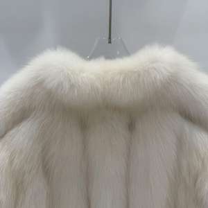 Nuovo Cappotto Lungo in Vera <span class=keywords><strong>Pelliccia</strong></span> di Volpe <span class=keywords><strong>Beige</strong></span> di Lusso per Donna - Product Image 5