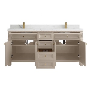 Tradizionale americano doppio lavabo da bagno Beige Set di lusso Freestanding armadietto <span class=keywords><strong>con</strong></span> <span class=keywords><strong>specchio</strong></span> classico stile europeo Shaker - Product Image 6