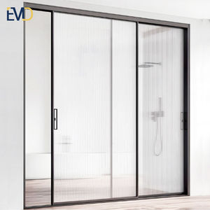 Puerta Corredera Moderna para Dormitorio o Cocina, Divisor de Espacios, Marco Delgado de Aluminio, Puerta Corredera Interior de Vidrio Acanalado - Product Image 4