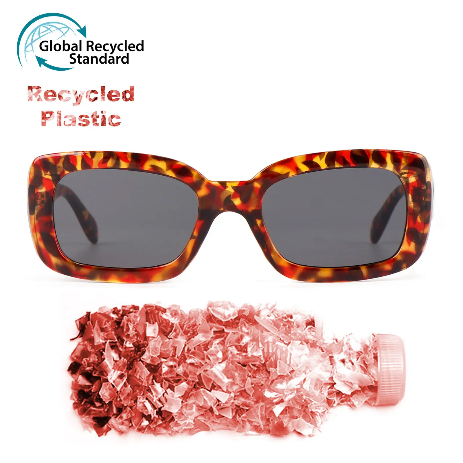 Großhandel Custom Rpctg Rpc Luxus Frauen Rechteck Recycled Sonnenbrille Square Frame Sonnenbrille Recycled Brille Eco Sonnenbrille