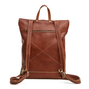 Mochila personalizada de cuero curtido vegetal genuino para hombres de alta calidad Mochila escolar de moda de estilo vintage con cierre de cremallera - Product Image 4