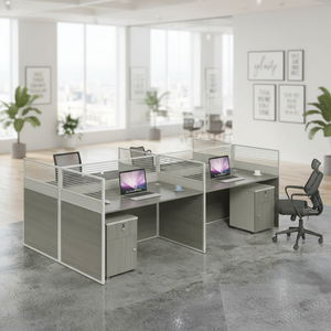 Estación de Trabajo de Oficina Compartida Personalizada de 4 Plazas para Edificios de Oficinas y Agentes Bancarios - Product Image 1