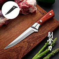 Couteau de boucher professionnel fait à la main en acier inoxydable désossage sculpture coupe Chef abattage avec manche en plastique à motif de bois