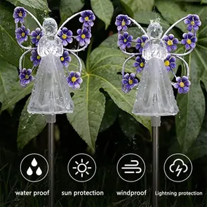 <span class=keywords><strong>Lampe</strong></span> <span class=keywords><strong>solaire</strong></span> <span class=keywords><strong>LED</strong></span> en forme d'ange pour jardin, cimetière, tombes, lampes d'extérieur étanches pour cimetières, pelouse décorative, alimentée par énergie <span class=keywords><strong>solaire</strong></span> - Product Image 4