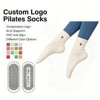 Chaussettes antidérapantes POPSOXGrip pour femmes, chaussettes de yoga respirantes à volants, chaussettes de sport en coton sans couture pour Pilates
