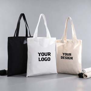 Sac de courses réutilisable personnalisable avec logo, sac fourre-tout en toile de coton imprimé pour promotion de marque, cadeau promotionnel en gros - Product Image 1