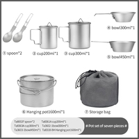 Ensemble de couverts de camping Ensemble de casseroles et poêles en titane ultraléger Tasse et poêle à frire en titane pour le camping en plein air Ensemble d'outils de cuisine