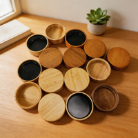 Ensemble de pots à épices ronds en céramique pour thé, café, sucre, sel avec couvercle en bambou, pour comptoir de cuisine, table à manger, garde-manger