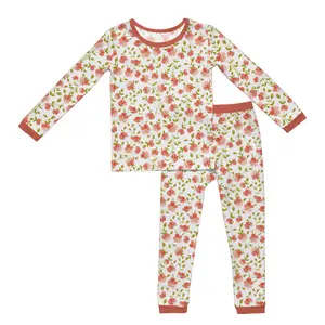 Warm Winter Bamboo Top And Pants Kid'S Pajama Set Thick Home Girl Clothing Set