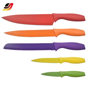Wholesale New Design 6 Pcs Chef Knife Food Grade Colorful Non-stick Colorful Fruit Knife Set With Acrylic Stand