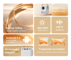 Mini Proyector CR35 1080P Full HD Android 9 con Altavoces Integrados, <span class=keywords><strong>Cine</strong></span> en Casa Portátil LCD 4K con Asa de Transporte - Product Image 6