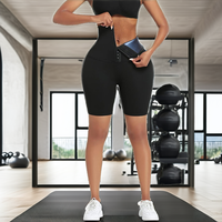 Celana Pendek Training Wanita QIYU High Waist Berbahan Spandex dengan Ritsleting, Elastis, dan Pembentuk Tubuh untuk Yoga di Rumah, Sauna, dan Olahraga Beban