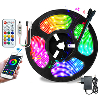 Bande lumineuse LED intelligente Joystar 5M RGB IP65 USB à intensité variable avec télécommande, 16 couleurs, éclairage décoratif pour la maison, l'hôtel, le bar