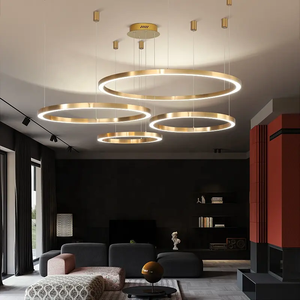Lustre suspendu LED circulaire minimaliste moderne en acrylique, luminaire de plafond de luxe pour intérieur - Product Image 1