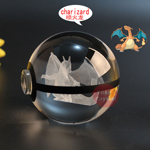 Veilleuse <span class=keywords><strong>LED</strong></span> pour enfants, cadeau gravé, Poké Ball en cristal, Pokéball Charizard - Product Image 5