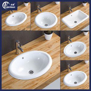 Rectangular Ceramic Bathroom Sink Single Hole Glossy Finish Countertop <b>Basin</b> Household Use - Product Image 5