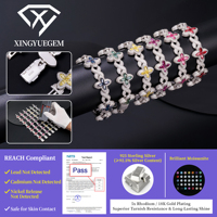 Bracelets et Joncs de Luxe en Argent 925 avec Trèfle à Quatre Feuilles Coloré, Sertissage Griffe Moissanite Givrée, Style Cuban Link, Certifiés GRA - Vente en Gros de Bijoux Fins