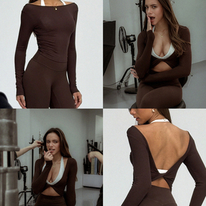 YIYI Modische Schnelltrocknende 2-in-1 Outdoor-Sport-T-Shirts für Mädchen mit Twist-Design, Atmungsaktive Yoga-Tops, Damen Langarm-Shirt für Fitness - Product Image 6