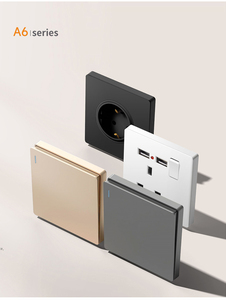 16A Wall Light Power Supply Touch Panel 4-<strong>Way</strong> <strong>Switch</strong> Socket with LED Light PC Type 86 Germany French Max. 250V UK Standard - Product Image 5