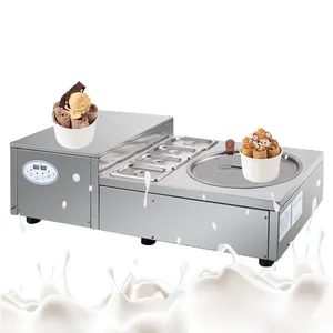 350mm Table Type Fried Ice Cream Roll Machine/Ice Cream Roll Machine Double Pan/Thailand Rolled Fried Ice Cream Machine