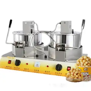 Máquina comercial para hacer palomitas de maíz, máquina de palomitas de maíz de doble olla, máquina de aperitivos, máquina de algodón de azúcar