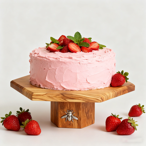 Soporte de Madera de Olivo con Forma Hexagonal de Abeja Natural para Pasteles, Postres y Magdalenas, Fiestas, Restaurantes, Cumpleaños - Product Image 2