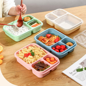 ชุดกล่องเก็บความร้อนแบบพกพาสำหรับผู้ใหญ่และเด็ก รุ่น Syh678 สำหรับขายส่ง ใช้กับไมโครเวฟได้ พร้อมหลอดดูดทำจากฟางข้าวสาลี เหมาะสำหรับไปโรงเรียน - Product Image 1