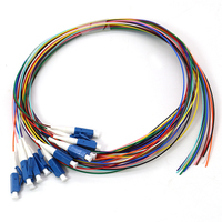 Paquete de 12 Fibras Ópticas Pigtail SC UPC LC APC Monomodo OS2 G657A 0.9mm 3mm PVC 1m 3m Codificadas por Colores Sin Revestimiento FTTH Personalizadas