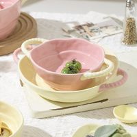 Bol de cuisson en céramique avec poignée assortie, compatible micro-ondes, design nordique minimaliste pour nouilles instantanées, salades, fruits et yaourts
