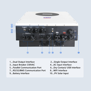 Inverter Ibrido Efficiente IP65 da 6kW con Protezione da Sovraccarico, <span class=keywords><strong>Basso</strong></span> <span class=keywords><strong>Consumo</strong></span> <span class=keywords><strong>Energetico</strong></span>, Compatibile e Adatto per Uso Esterno - Product Image 3
