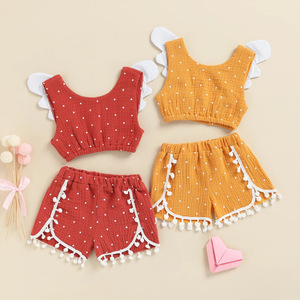 Conjuntos de Ropa de Verano para Niñas Pequeñas, Populares y Promocionales 2022, Top sin Mangas con Alas Pequeñas para Niños - Product Image 1