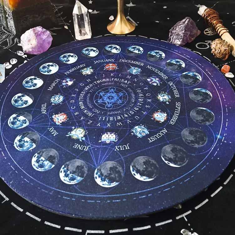 Mondphase alpha numerische unbekannte Pendel Ritual Gummi matte 22cm rund Brettspiel Tarot Opfer Requisiten Matte