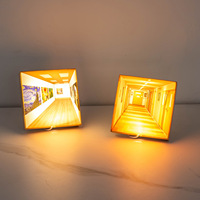 Lampe murale visuelle 3D sans lunettes, veilleuse en bois pour salon et chambre, sans perçage, lumière d'ambiance de luxe haut de gamme